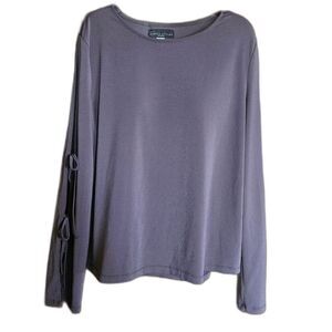 Simply Styled Purple‎ Hue Tie Sleeve Blouse Relaxed Fit Long Sleeve Top M